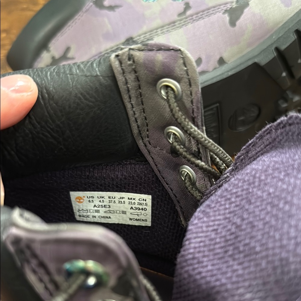 Timberland Gray, Purple and Black Ankle Boots with Camo Design - Picture 8 of 9